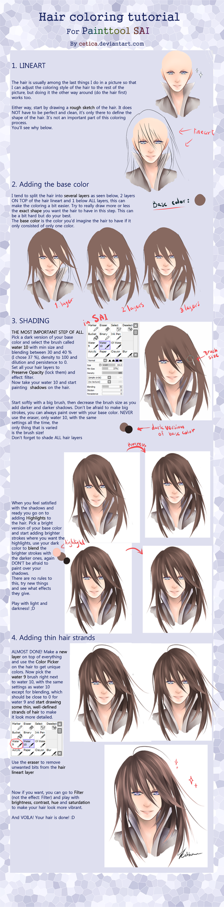 Hair Coloring Tutorial for Paint tool SAI by Circet on DeviantArt