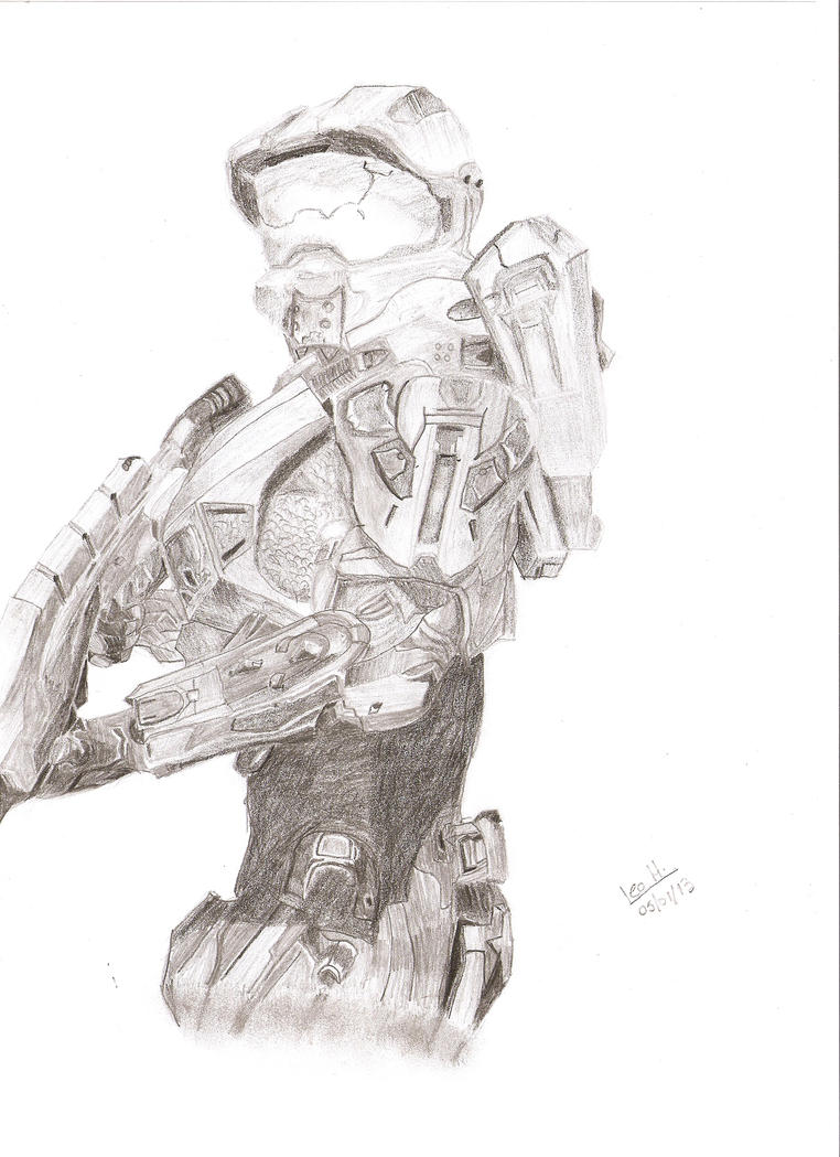 Halo 4 Master Chief Black And White by leoheise on DeviantArt