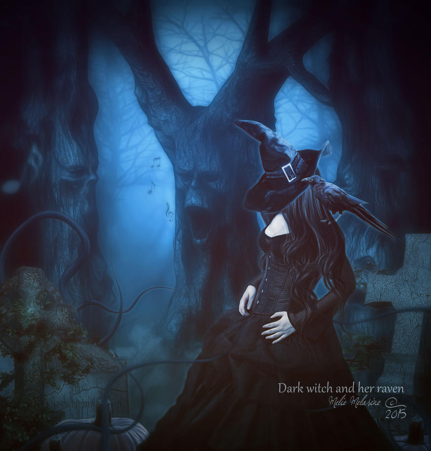 Dark witch and her raven by MelieMelusine on DeviantArt